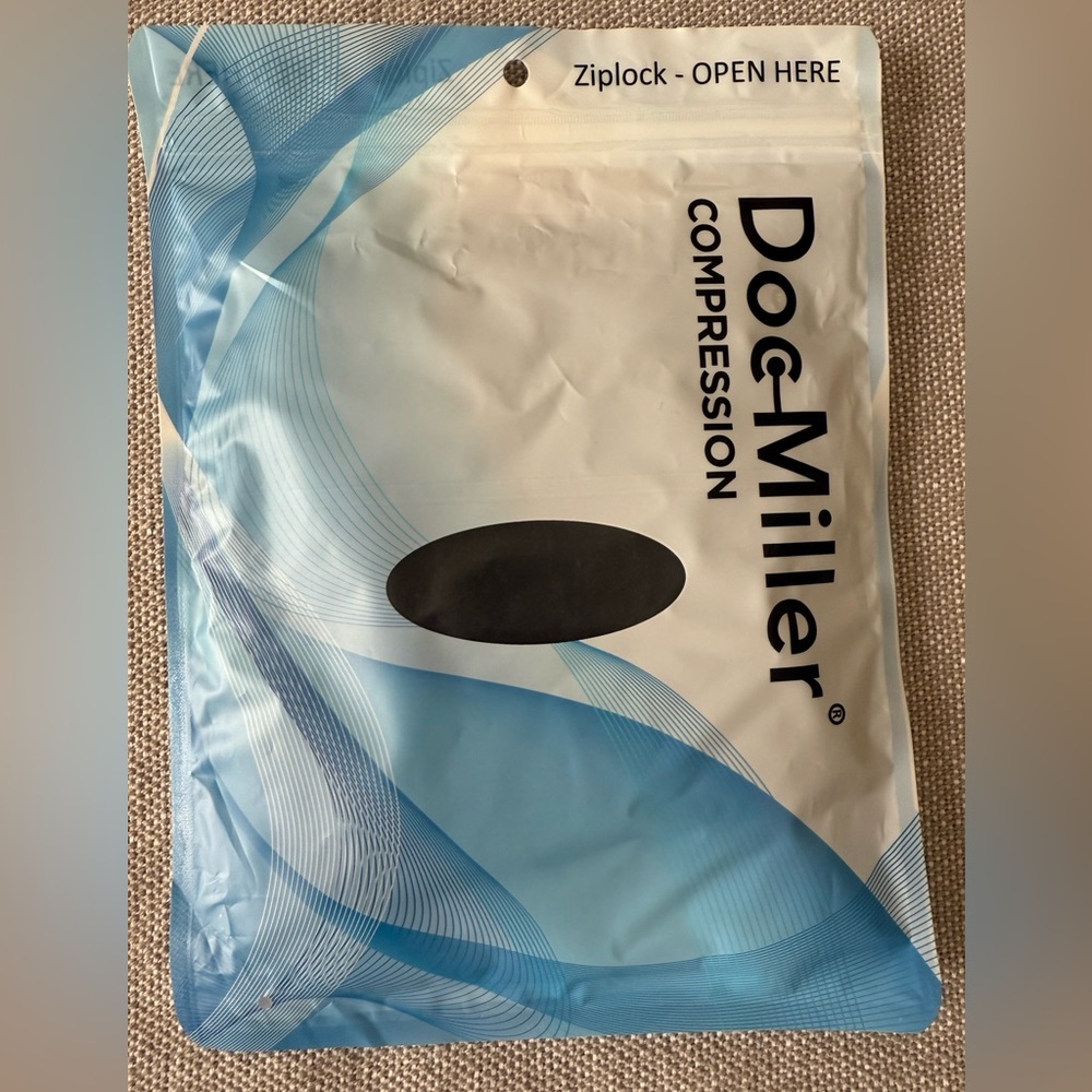 Doc-Miller Calf Black Compression Sleeves-one pair-Size Large 20-30 mm Open Toe